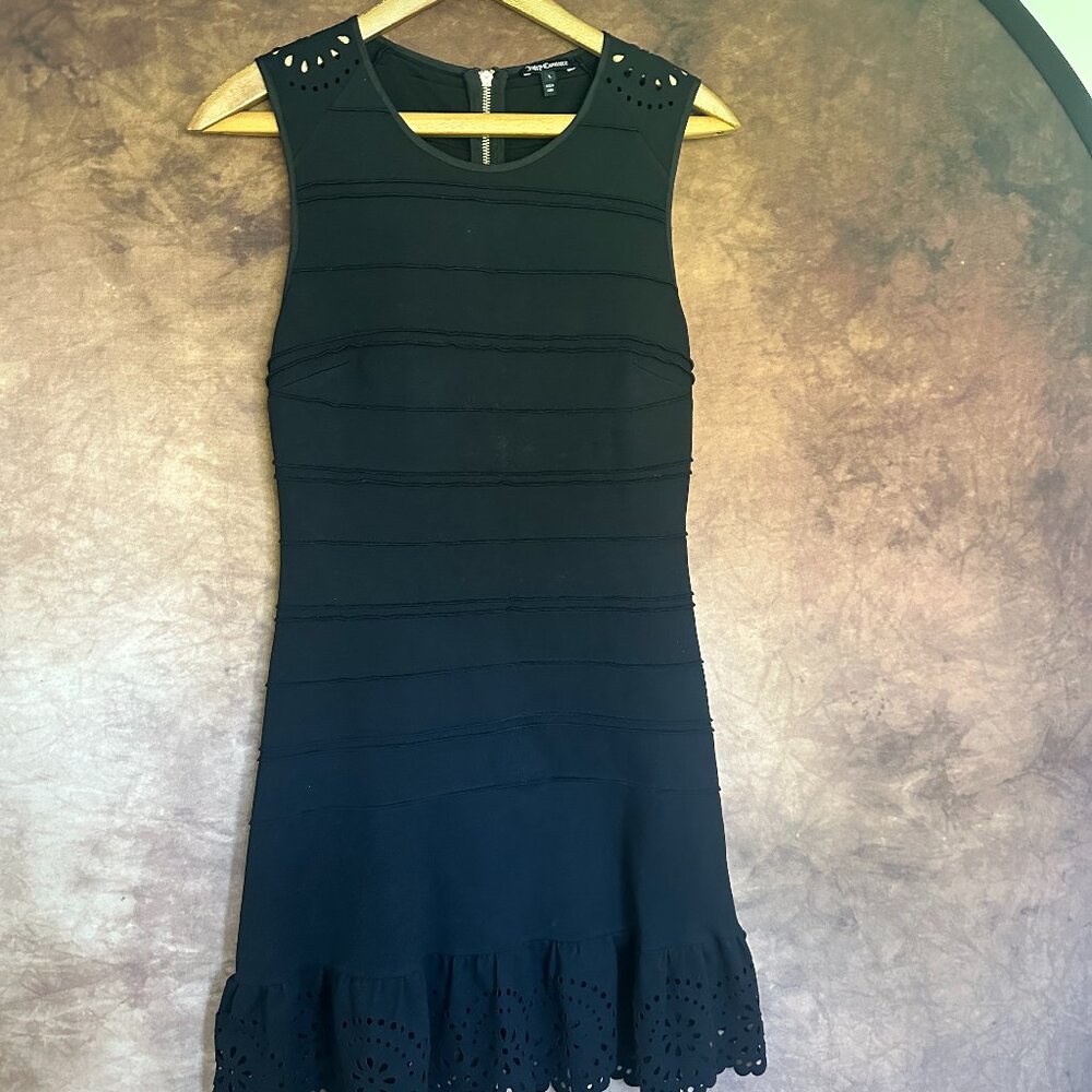 Juicy Couture Sleeveless Black Bandage Dress Size Large with Cutout Details